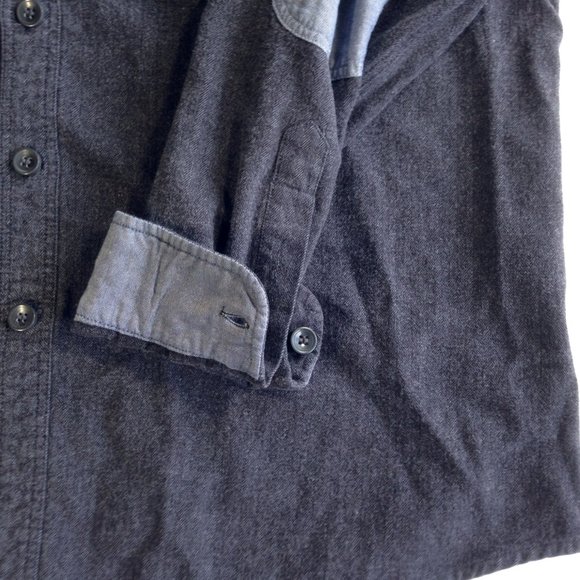Dockers Thick Cotton Shirt Elbow Patches Flip Cuffs Gray - Great Condition - XL - Picture 6 of 9